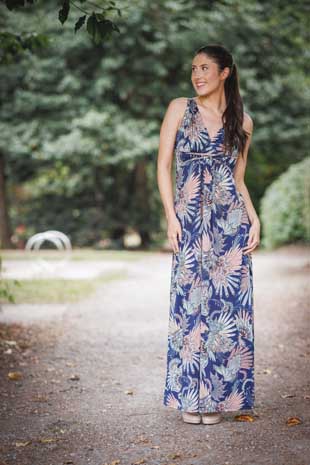 PD-16614 - FAN PRINTED GRECIAN MAXI DRESS - Colors: AS SHOWN - Available Sizes:XS-XXL - Catalog Page:7 